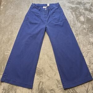 Loup Jeans Womens Size M Wide Leg High Rise Button Fly Simone Patch Pockets Blue